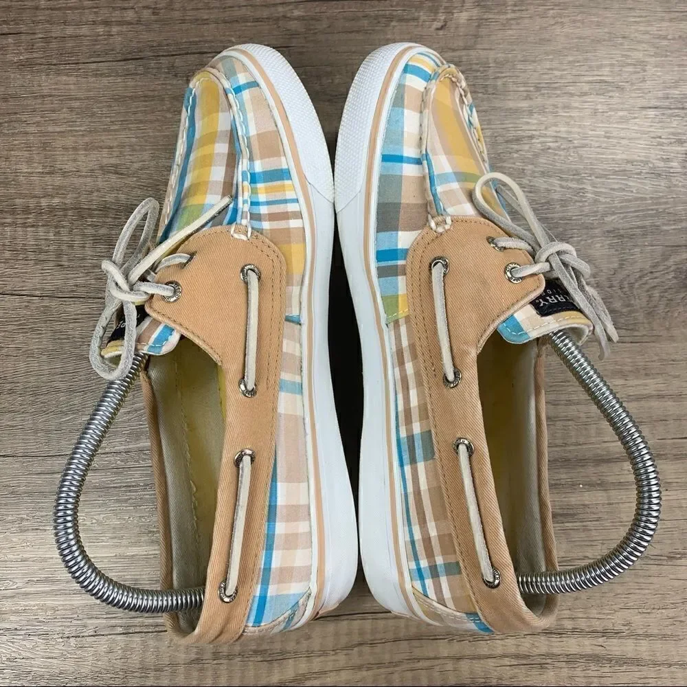 Sperry Top-Sider~Women's~ Boat Shoes Multicolor‎ Plaid~Lace Up~Sneakers~Size 8.5